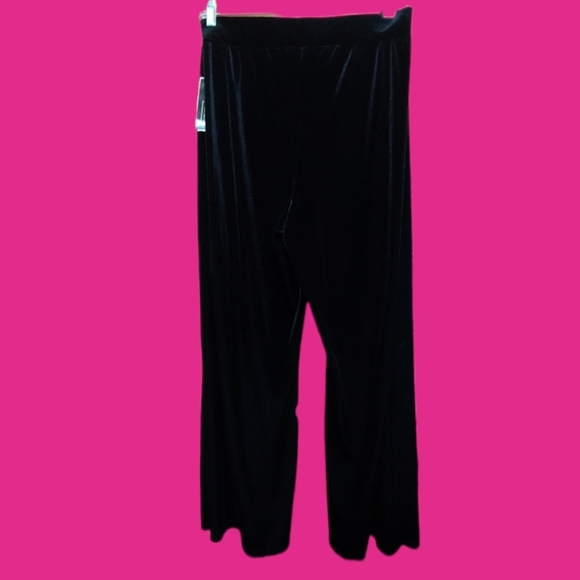 S. Lawrence Velvet Velour High Waisted Loose Leg Trousers Relaxed Fit - Picture 2 of 8